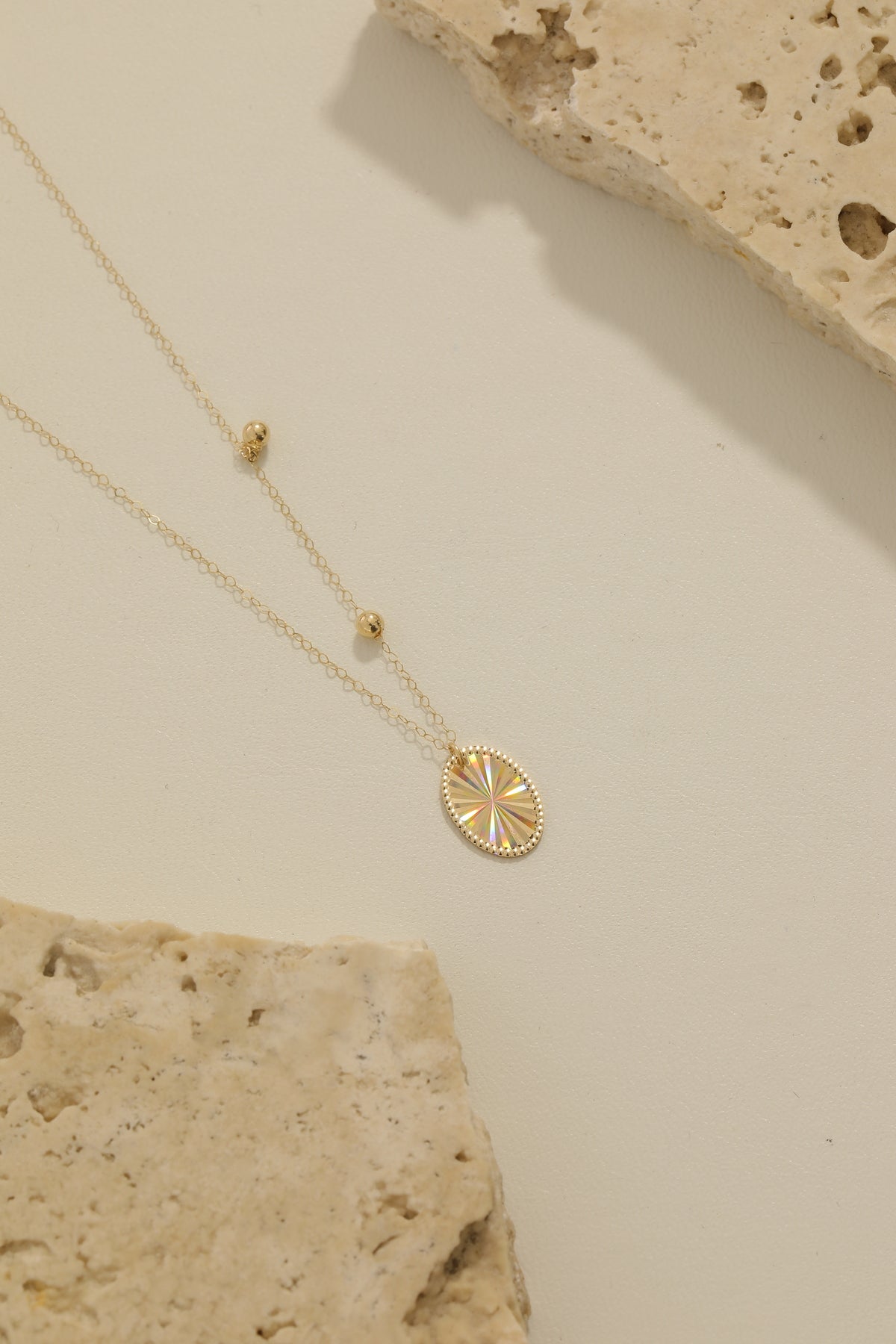14 Ayar Altın Kalemli Oval Plaka Kolye - Boyut/Ebat: 45 cm