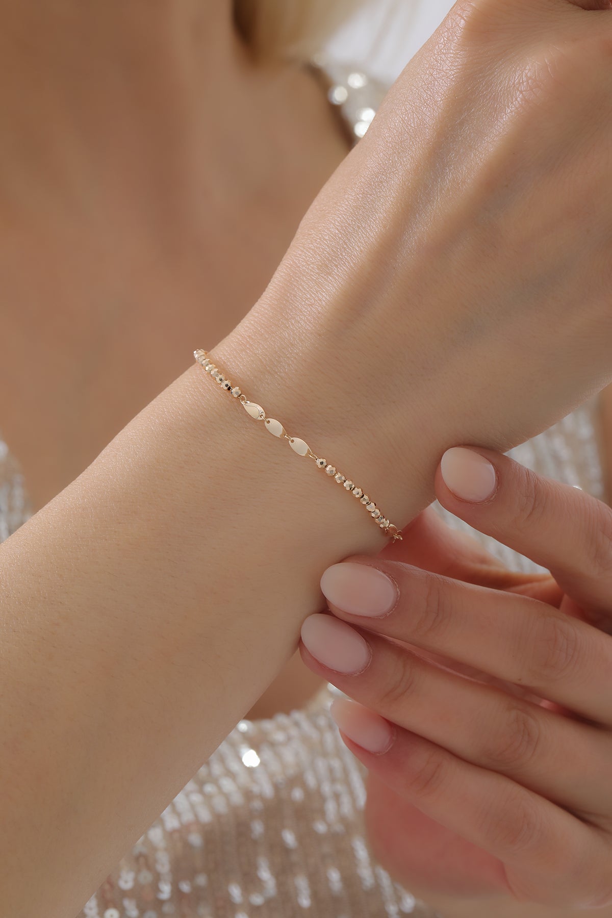 14 Ayar Sarı Gold Altın Dorika toplu Parlak Burgu bileklik - Boyut/Ebat: Standart