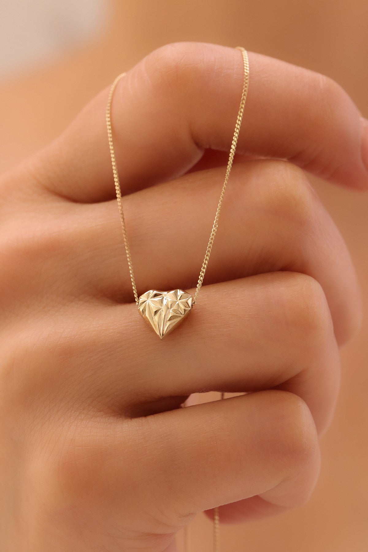 14 Ayar Altın Kadın Diamond Kalp Kolye