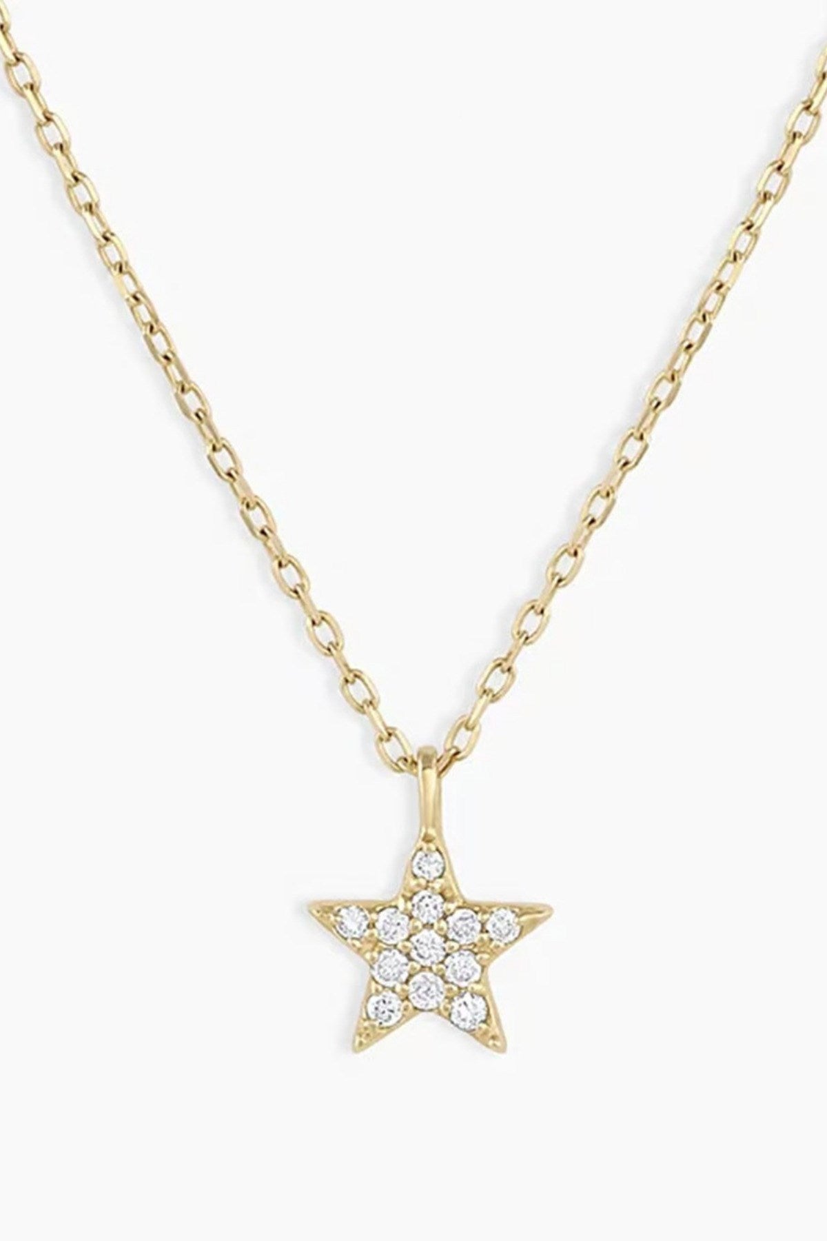14 Ayar Altın Zirkon Taşlı Yıldız Kolye