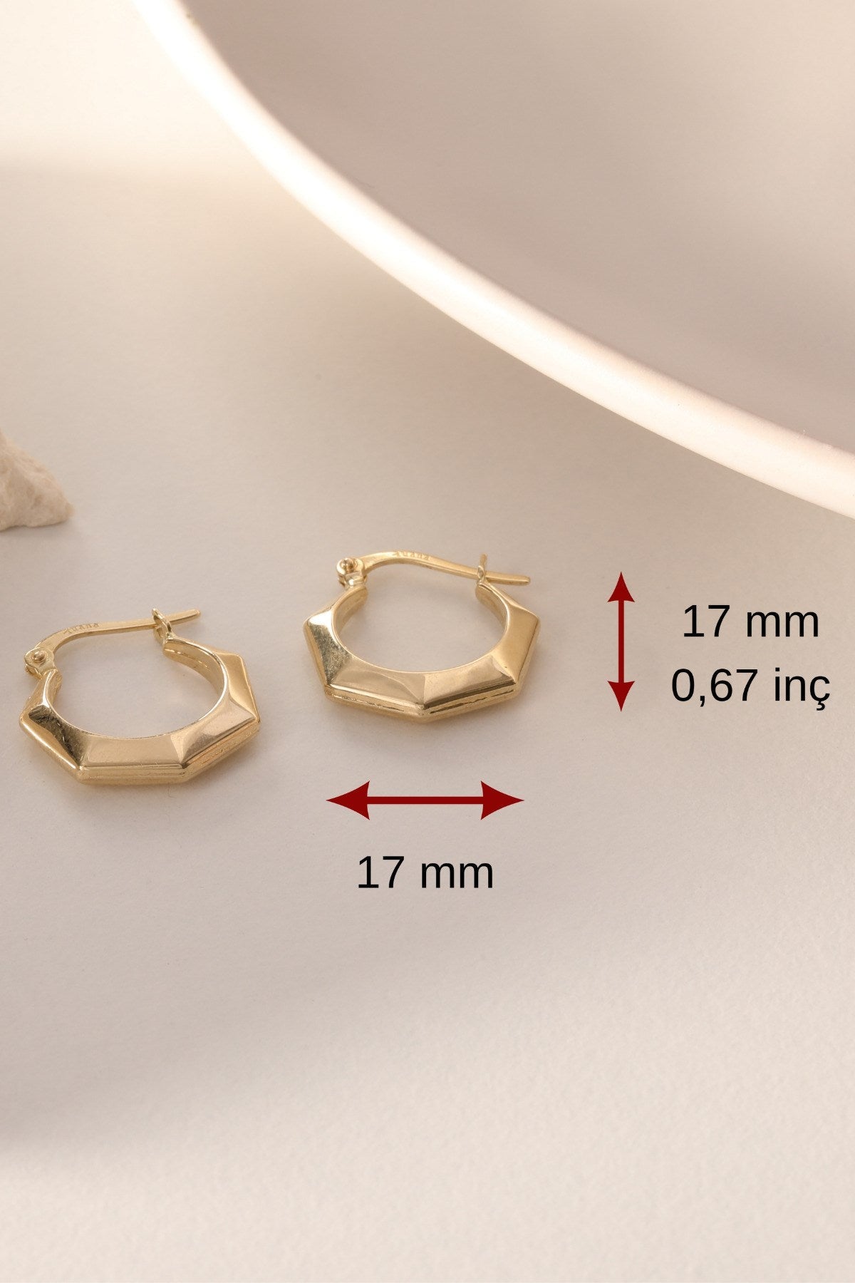 14 Ayar Altın Geometrik Halka Küpe