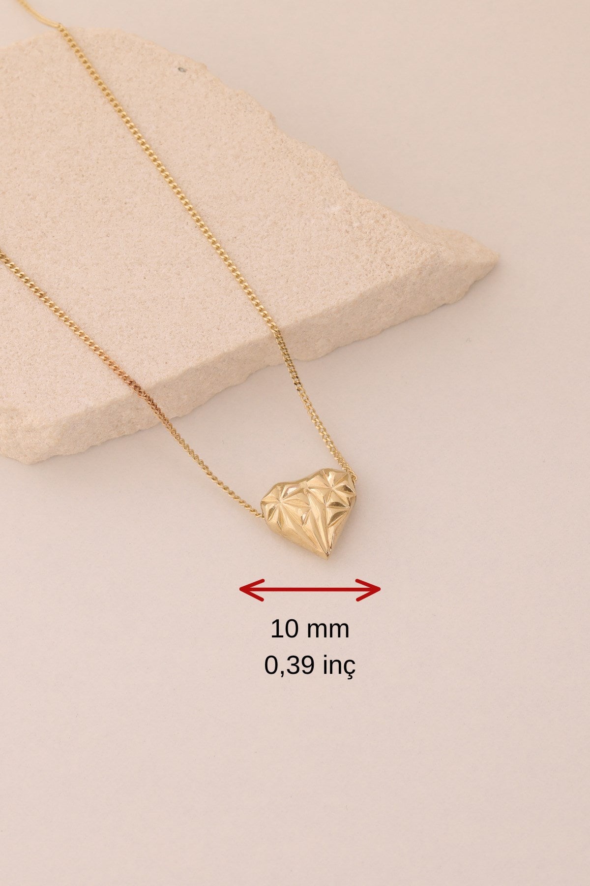 14 Ayar Altın Kadın Diamond Kalp Kolye